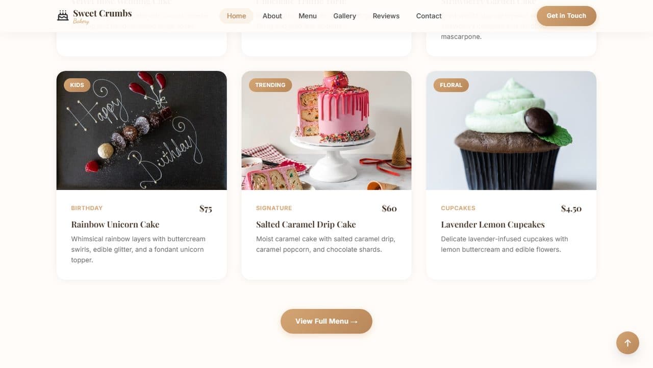 Sweet Crumbs Bakery screenshot